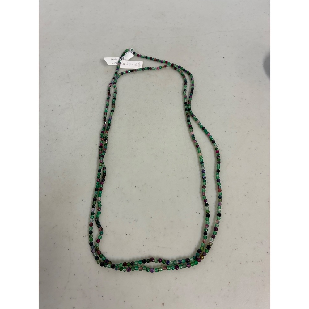 Iris & Lily Genuine Gemstone Long Beaded Strand Necklace multi-color 30" NEW
